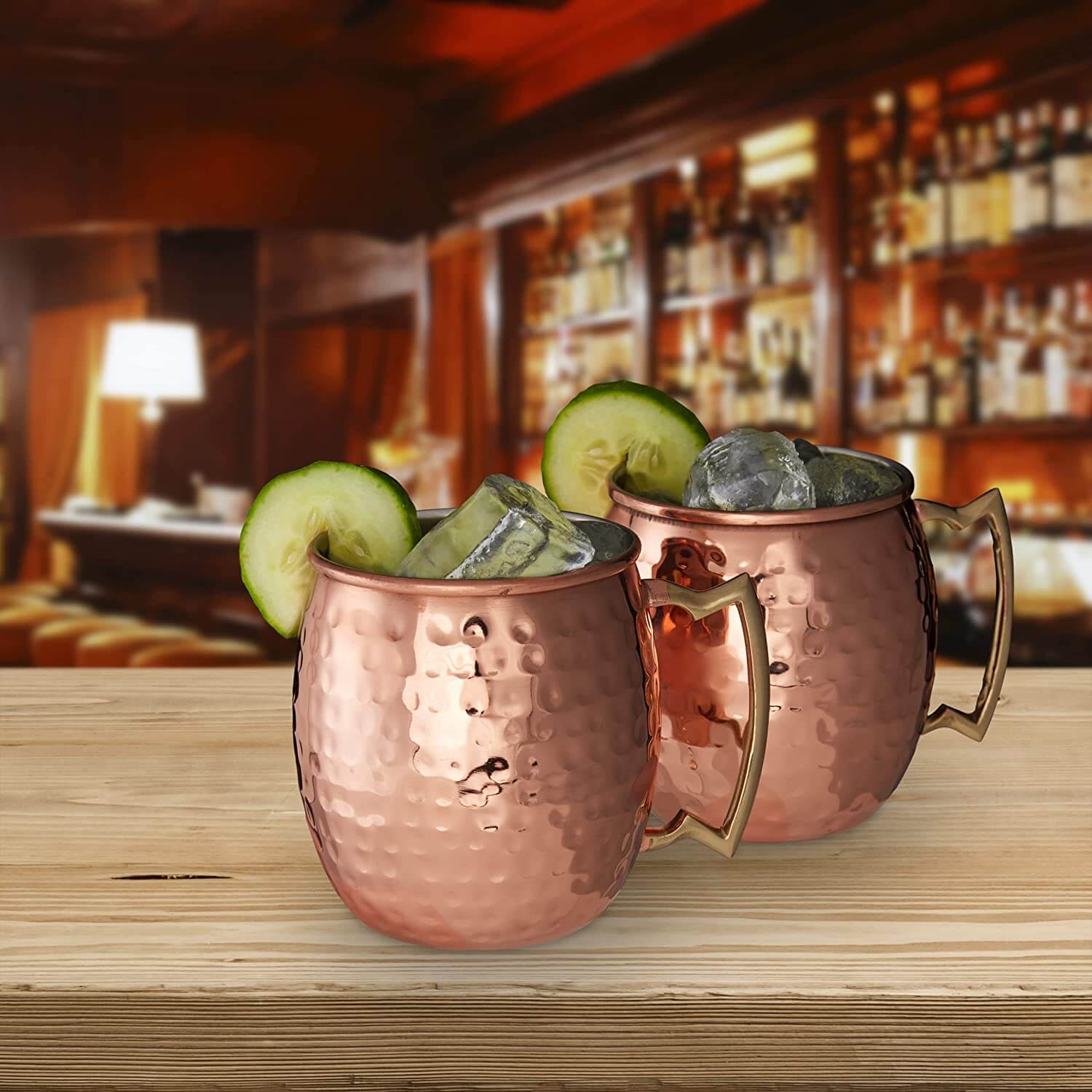 Relaxdays Moscow Mule Σετ με 2 Κούπες για Cocktail από Ανοξείδωτο Ατσάλι και Επίστρωση Χαλκού - 500ml - Rose Gold - 4052025208394