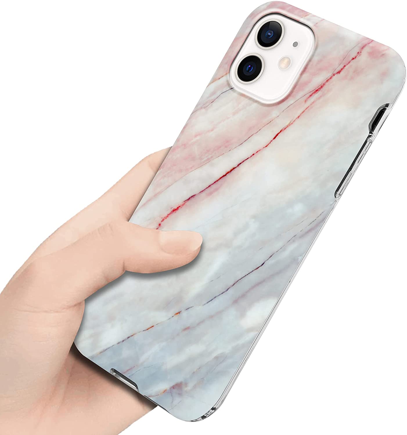 Cadorabo iPhone 12 Pro Max Θήκη Σιλικόνης TPU - Design Marble No.21 Mosaic Pattern - Pink / White / Marble
