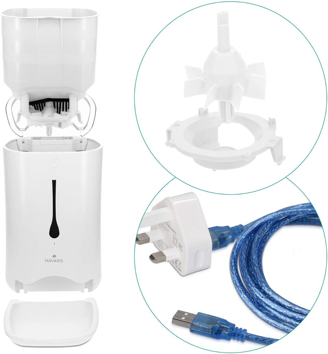 Navaris Automatic Pet Food Dispenser - Αυτόματη Ταΐστρα Φαγητού με Χρονοδιακόπτη για Κατοικίδιο - 6L - White - 44769.05