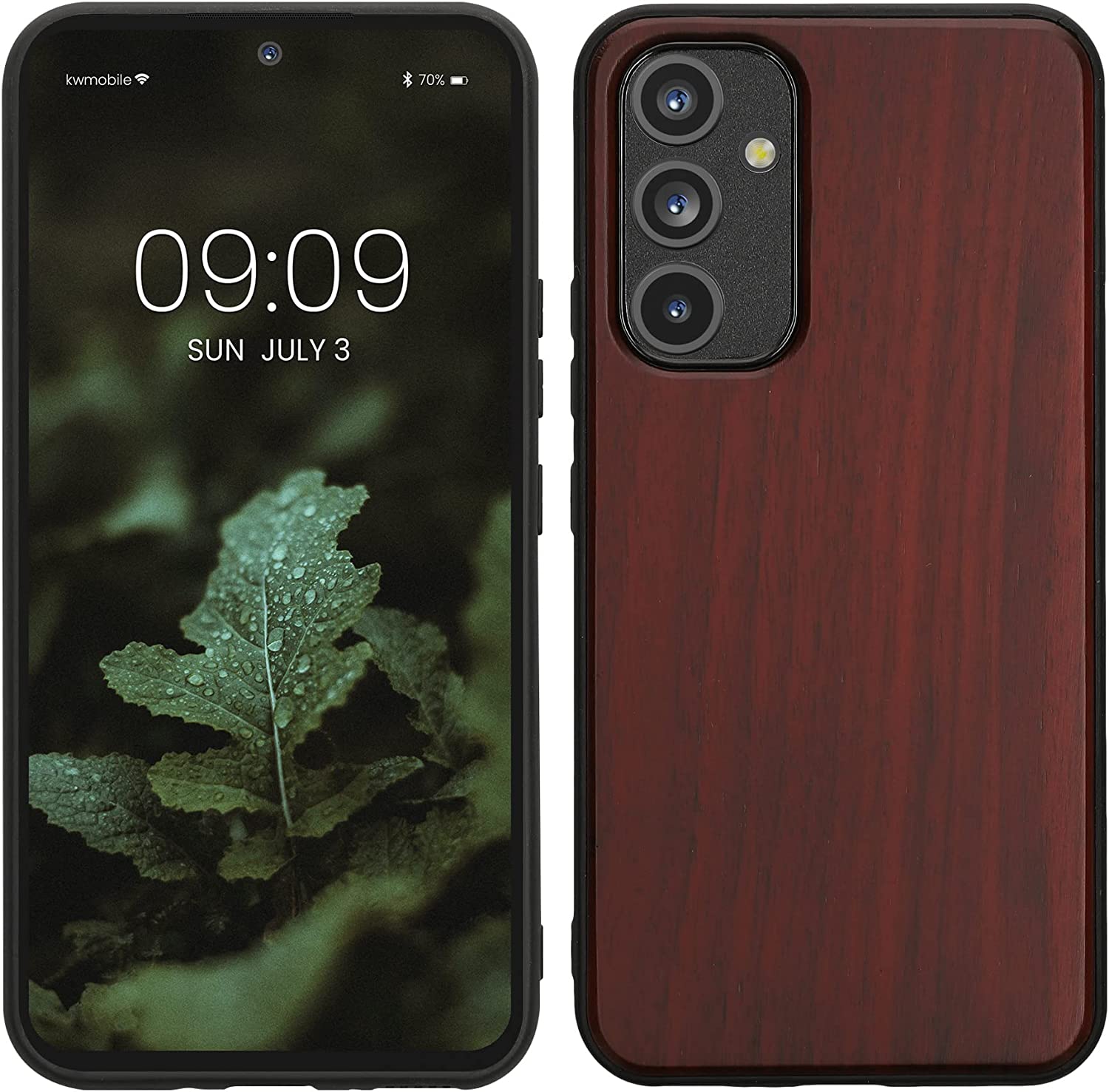 KW Samsung Galaxy A54 5G Θήκη από Φυσικό Ξύλο - Dark Red - 60798.20