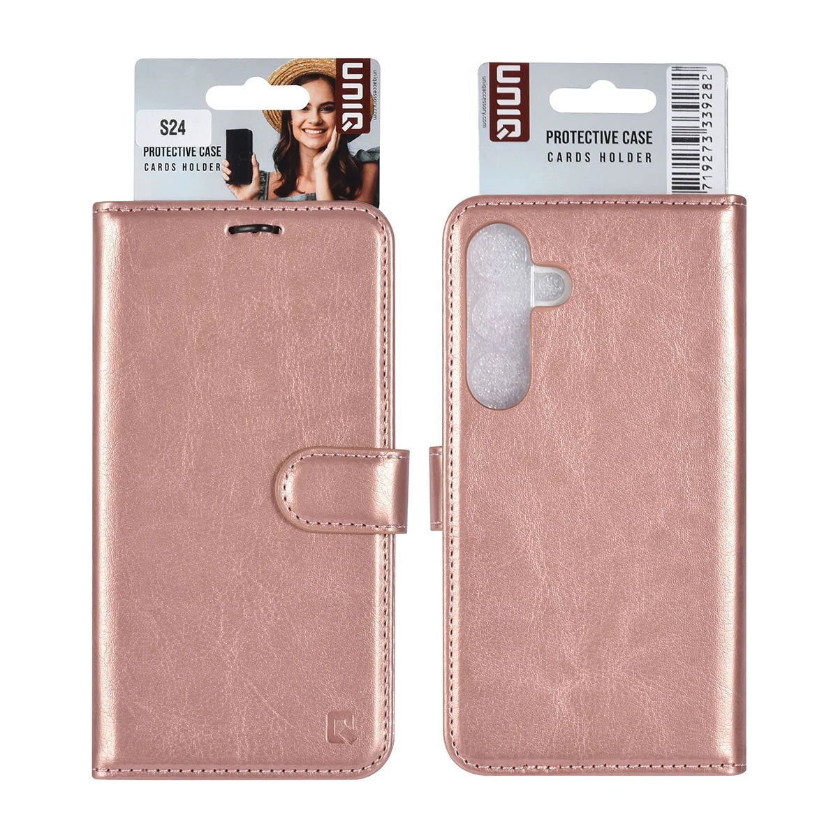 Tuniq Samsung Galaxy S24 - Θήκη Πορτοφόλι Stand από Δερματίνη - Rose Gold