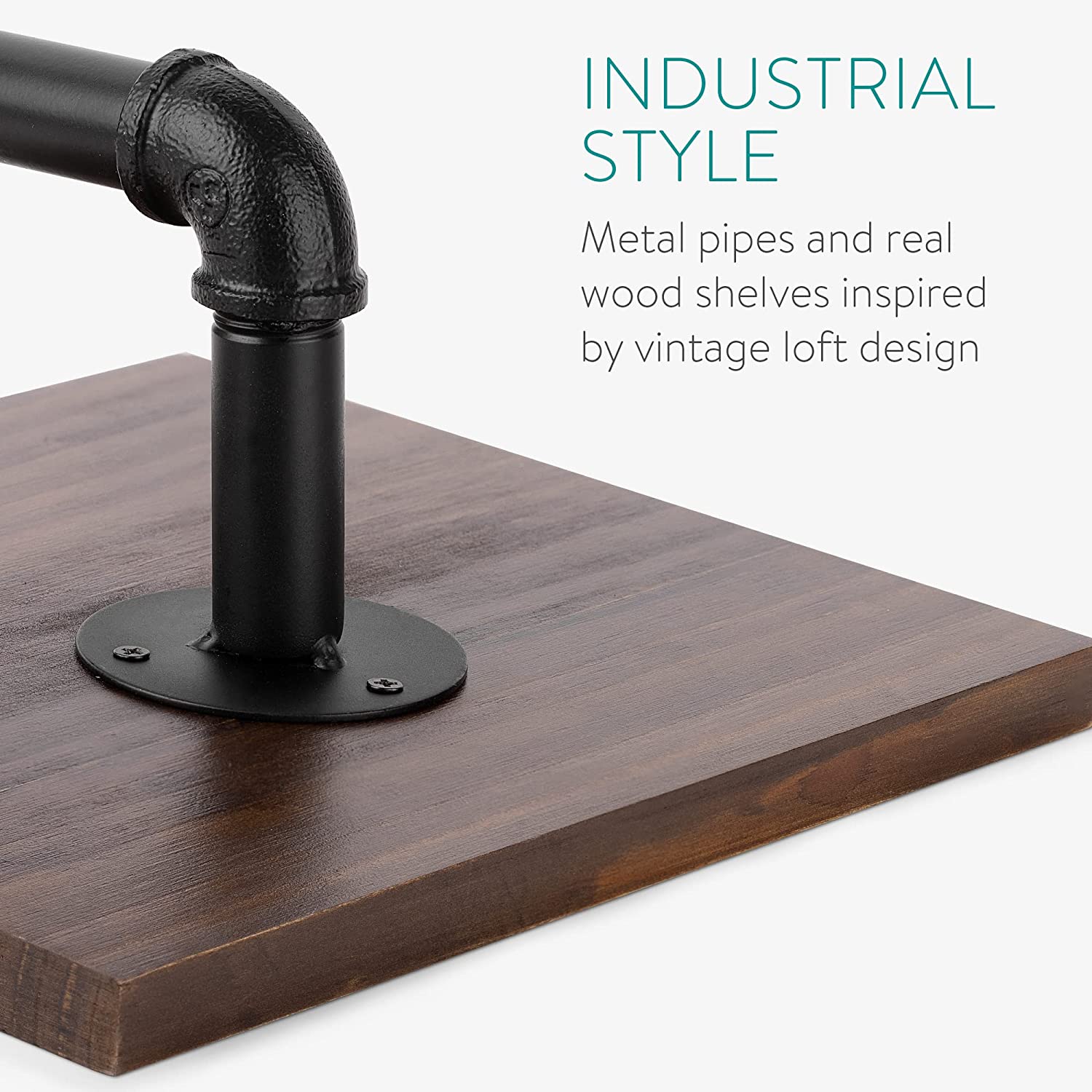 Navaris Σετ 3 Ράφια Διαφορετικού Μεγέθους με Βάση - Dark Brown - 50683.2.18