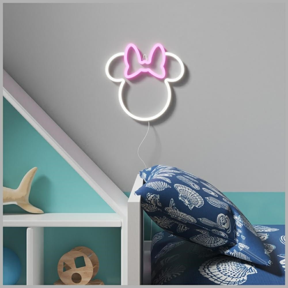 Yellowpop Φωτιστικό Neon LED με Καλώδιο USB - Disney Mini Minnie Ears - White / Pink