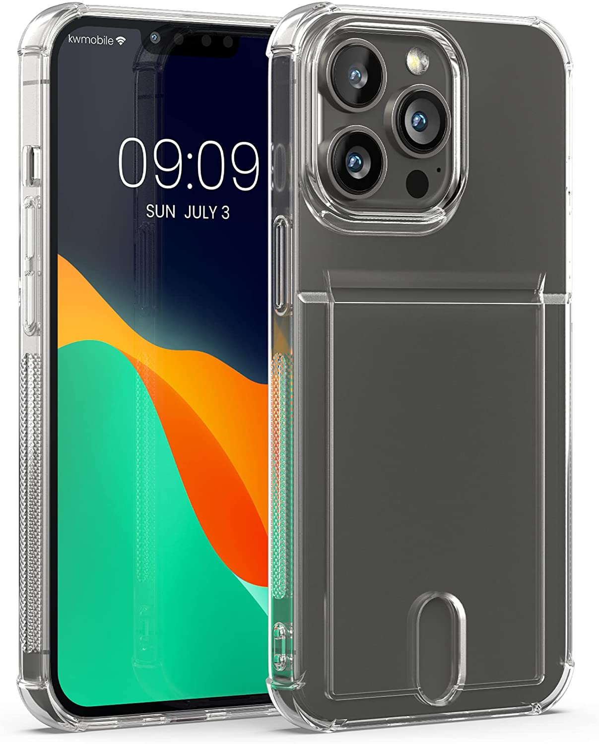 KW iPhone 13 Pro Θήκη Σιλικόνης TPU με Υποδοχή για Κάρτα / Φωτογραφία - Διάφανη - 57524.03