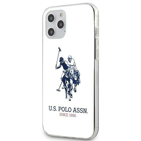 US Polo iPhone 12 Pro Max Shiny Big Logo Σκληρή Θήκη με Πλαίσιο Σιλικόνης - White - USHCP12LTPUHRWH