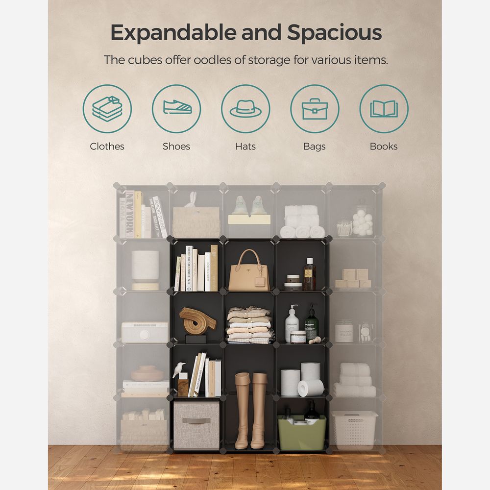 Songmics Σύστημα Αποθήκευσης με 16 Ράφια - Black - LPC44BK