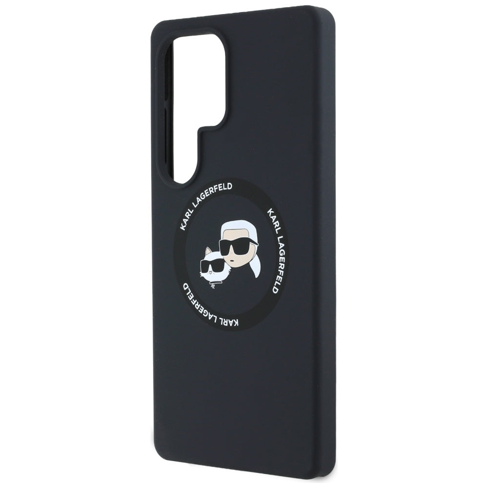 Karl Lagerfeld Samsung Galaxy S25 Ultra - Silicone Double Heads and Circle - Σκληρή Θήκη Σιλικόνης με MagSafe - Black - KLHMS25LSKCHTCK
