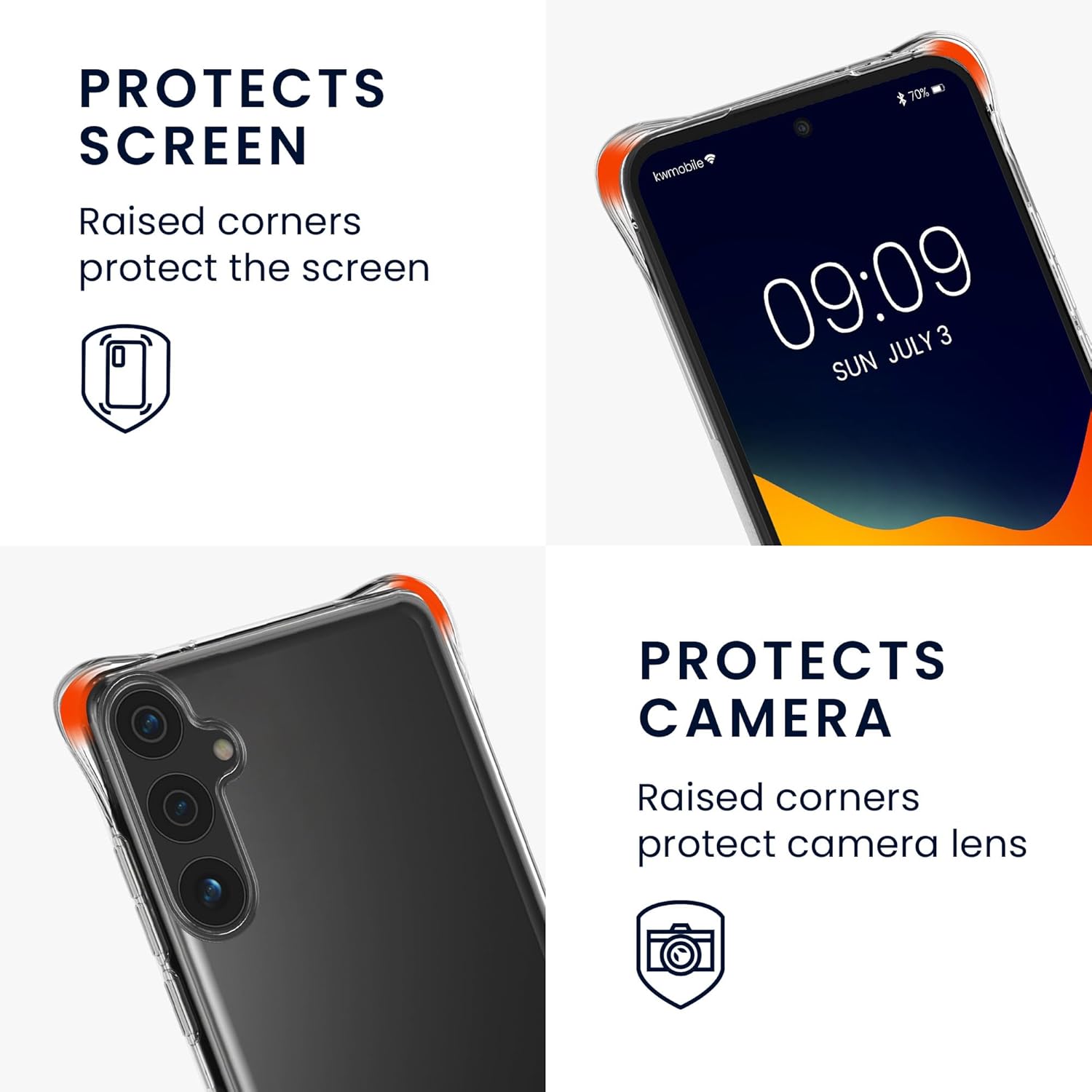 KW Samsung Galaxy S24 FE Θήκη Σιλικόνης TPU με Λουράκι - Διάφανη / Black