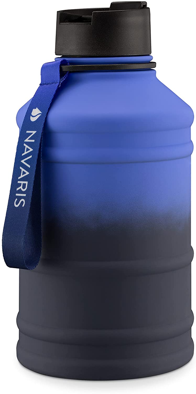 Navaris Μπουκάλι Νερού από Ανοξείδωτο Ατσάλι - BPA Free - 2.2 L - Black / Blue - 53701.04