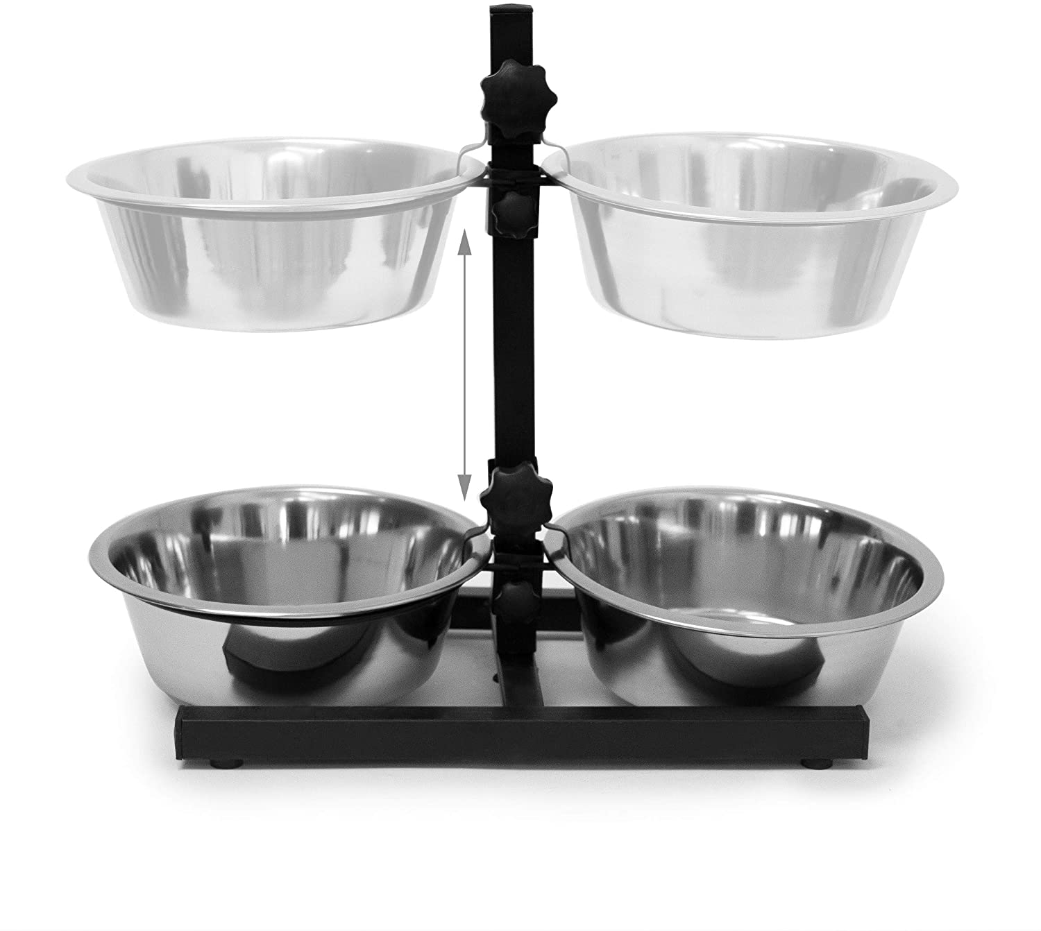 Relaxdays Ρυθμιζόμενη Μεταλλική Βάση με 2 Μπολ 2,15 L από Ανοξείδωτο Ατσάλι - Silver - 4052025046965