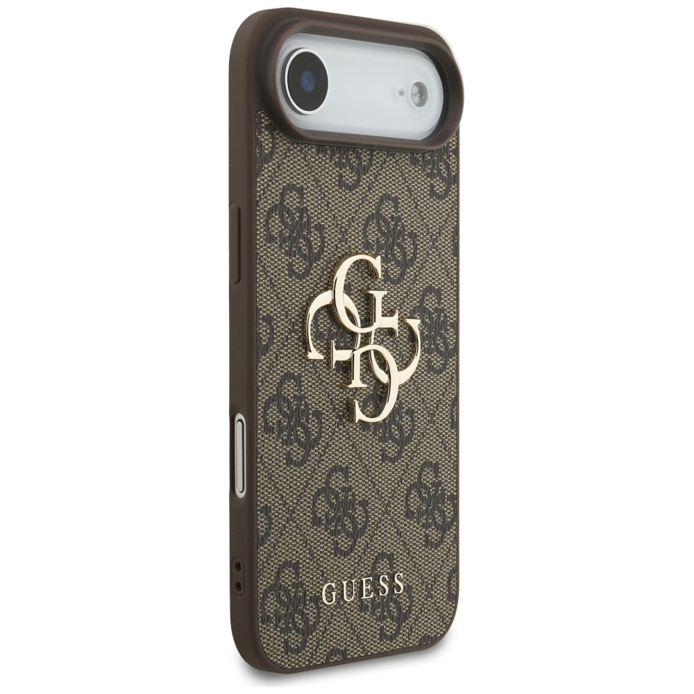 Guess iPhone Air - 4G Big Logo - Σκληρή Θήκη με Πλαίσιο Σιλικόνης και Επένδυση Συνθετικού Δέρματος - Brown - GUHCP17M4GMGBR
