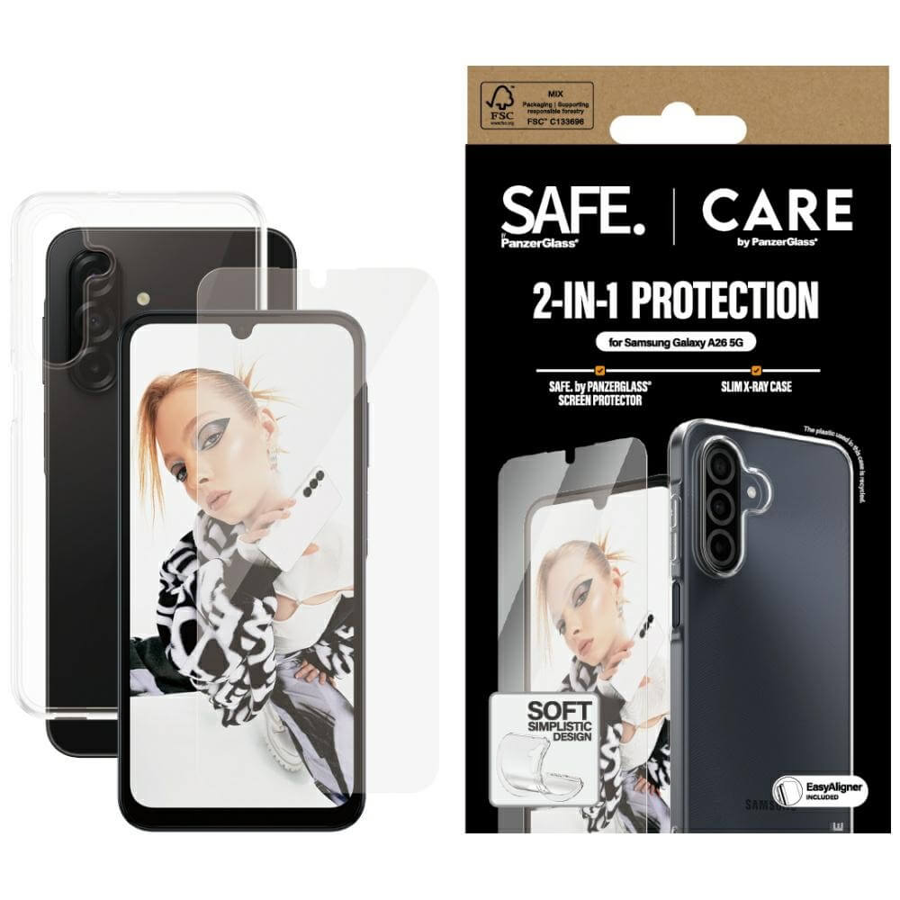 Care by PanzerGlass Samsung Galaxy A26 5G - Fashion 2in1 Σετ με 1 Αντιχαρακτικό Γυαλί Οθόνης και 1 Θήκη Σιλικόνης - Clear