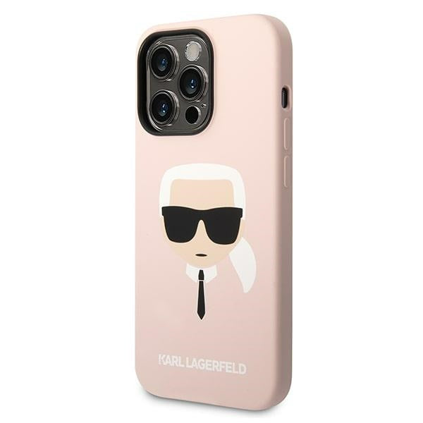 Karl Lagerfeld iPhone 14 Pro Max Silicone Karl's Head MagSafe Θήκη Σιλικόνης με MagSafe - Light Pink - KLHMP14XSLKHLP