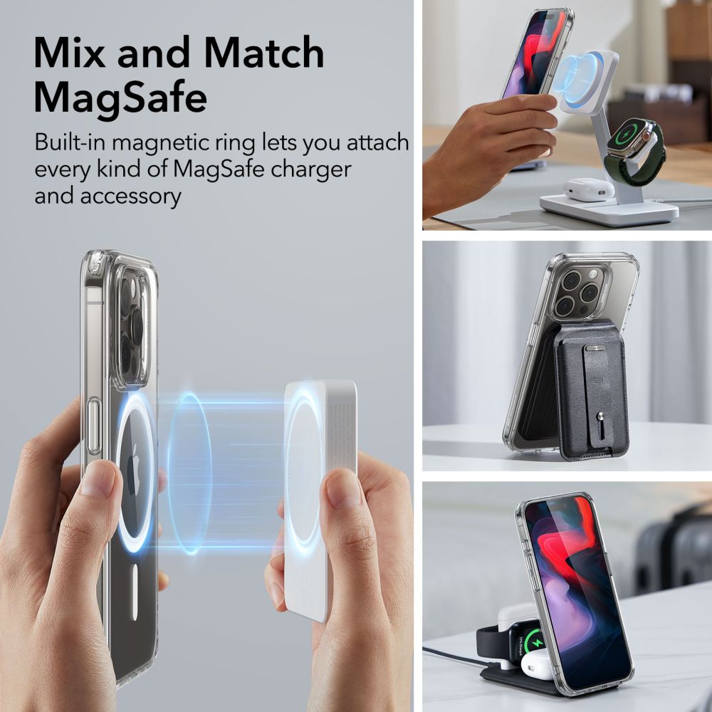 ESR iPhone 15 Pro Max Classic Hybrid Halolock Σκληρή Θήκη με Πλαίσιο Σιλικόνης και MagSafe - Διάφανη