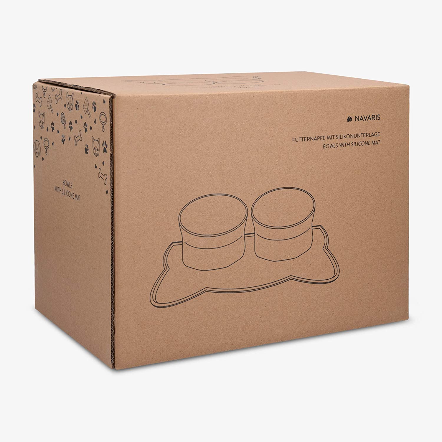 Navaris Σετ με 2 Μπολ Φαγητού και Νερού με Βάση Σιλικόνης για Κατοικίδια - 250 ml - Grey - 53300.01