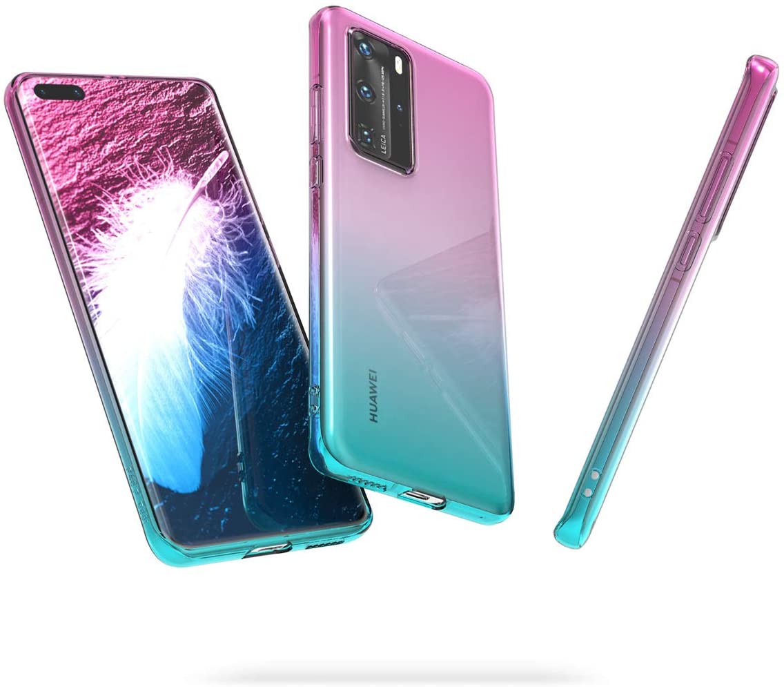 KW Huawei P40 Pro Θήκη Σιλικόνης TPU Design Two Colors - Dark Pink / Blue - Διάφανη - 51601.02