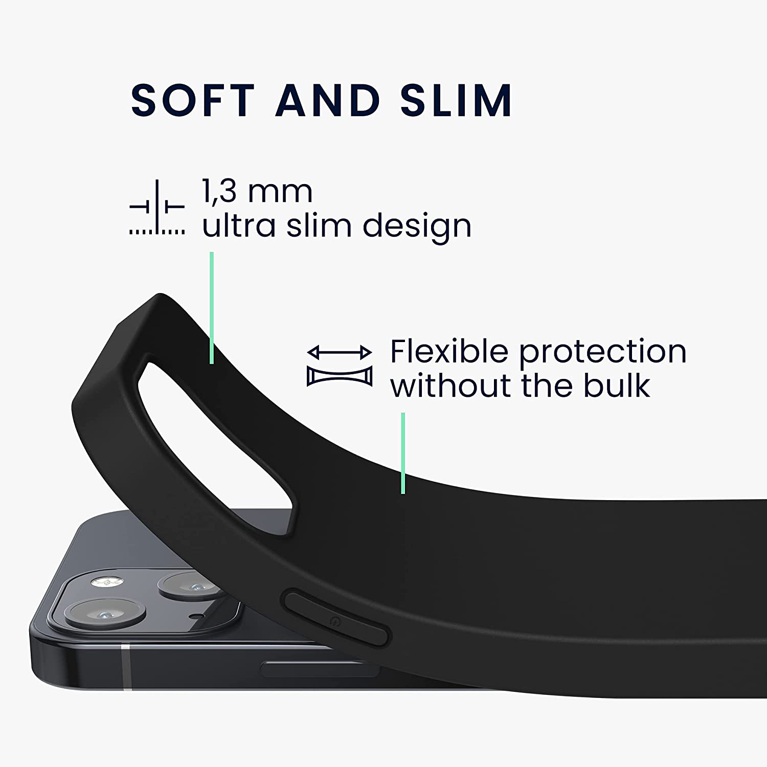 KW iPhone 13 mini Θήκη Σιλικόνης TPU - Black Matte - 55927.47