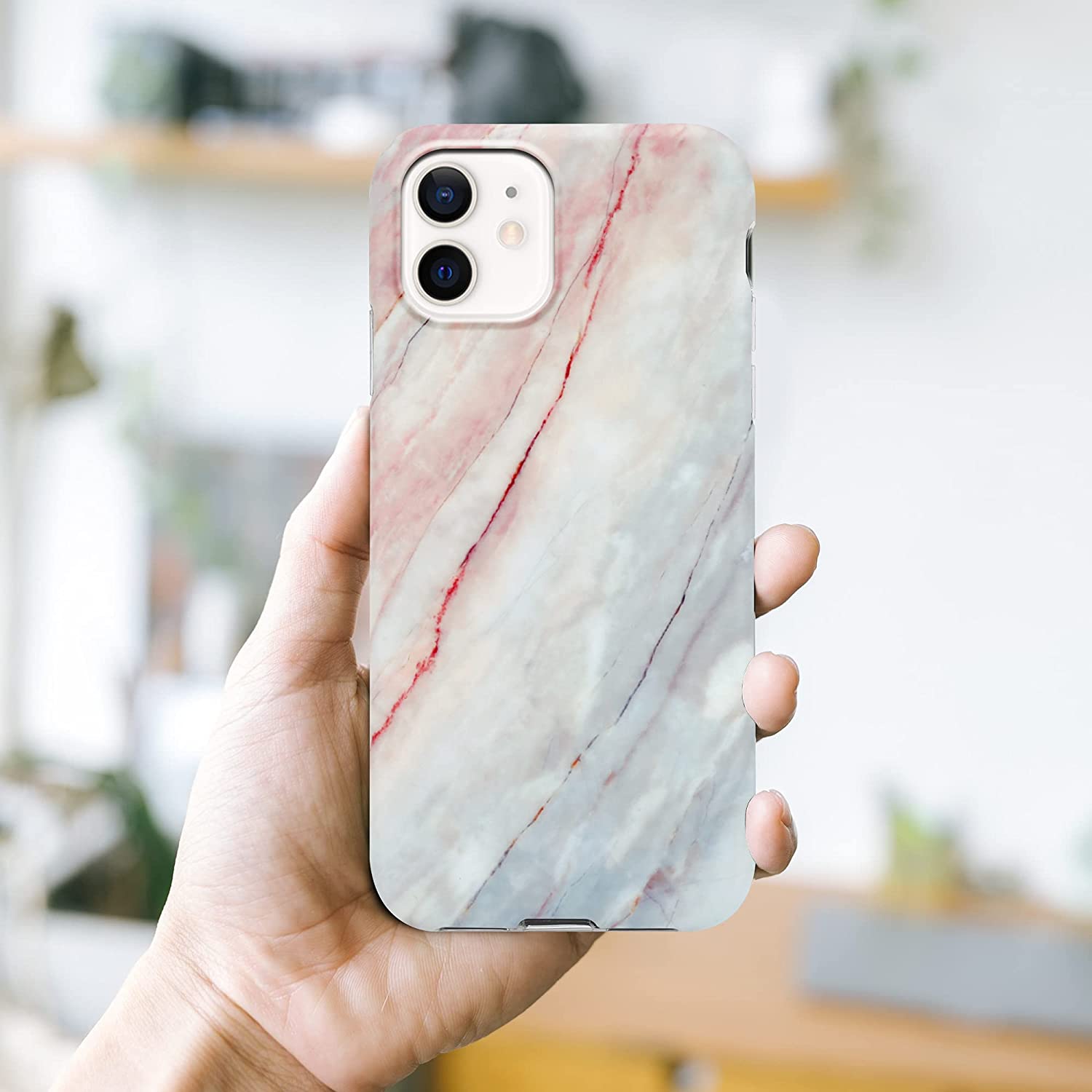 Cadorabo iPhone 12 Pro Max Θήκη Σιλικόνης TPU - Design Marble No.21 Mosaic Pattern - Pink / White / Marble