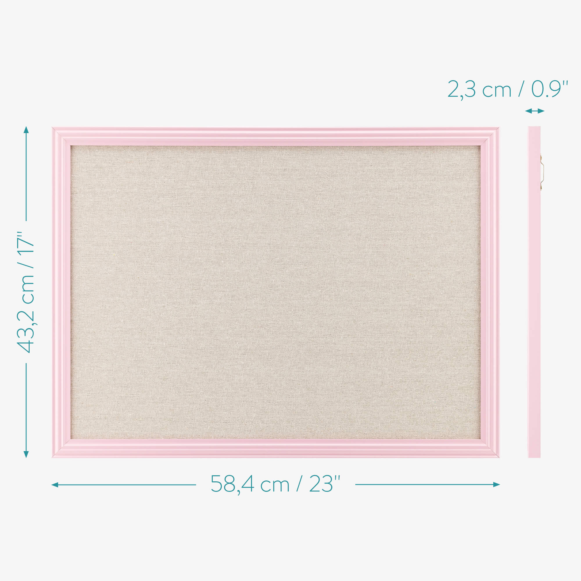 Navaris Πίνακας Ανακοινώσεων από Λινό Ύφασμα με Κορνίζα - Pink / Beige - 56832.2.01
