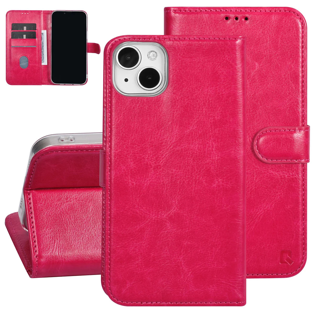 Tuniq iPhone 15 Plus / 14 Plus - Θήκη Πορτοφόλι Stand από Δερματίνη - Ροζ