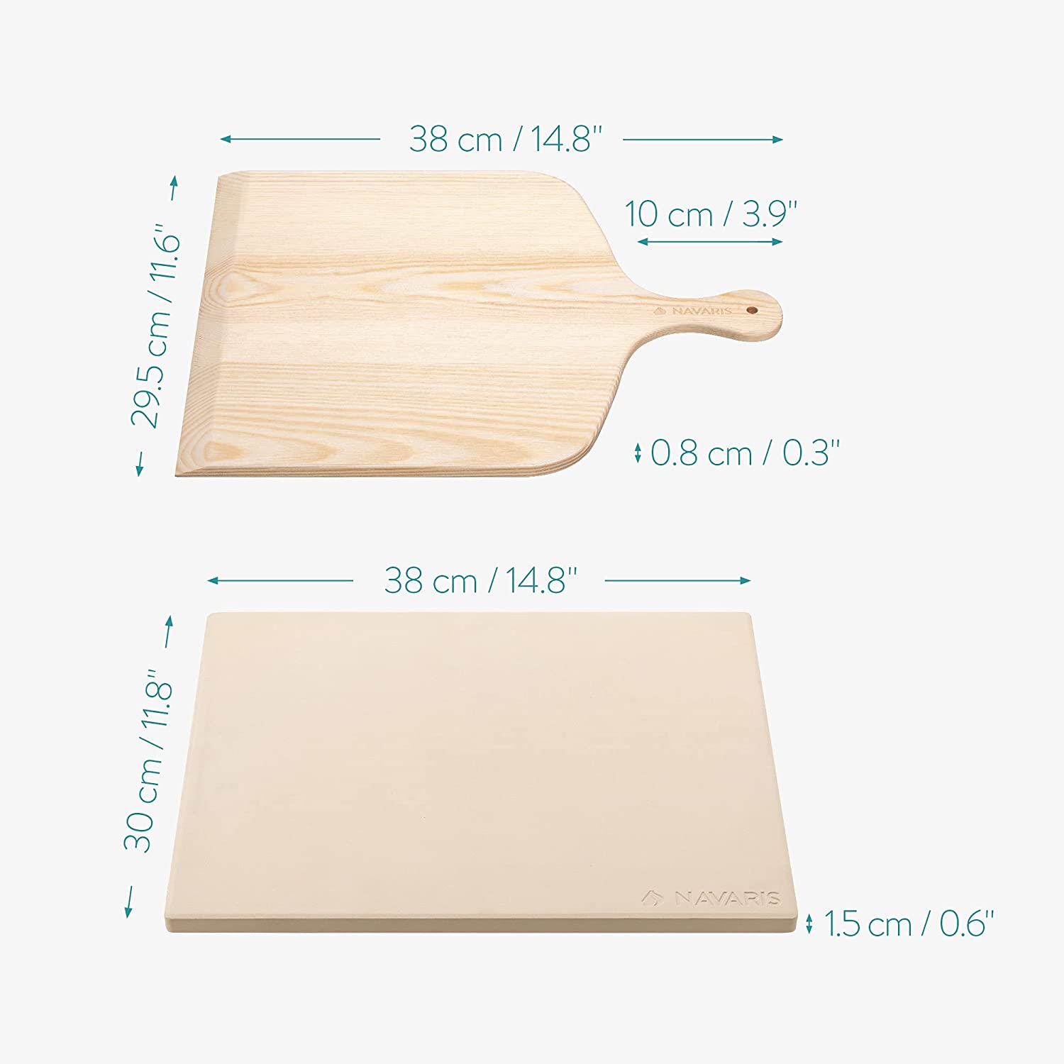 Navaris Σετ Πέτρα Ψησίματος και Ξύλινο Φτυάρι Πίτσας - 48593.03