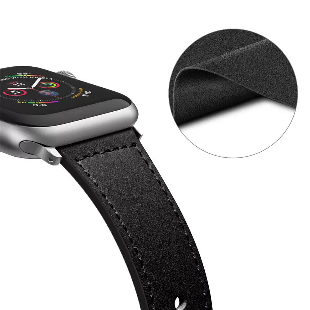 Techsuit Λουράκι Apple Watch 2/3/4/5/6/7/8/9/10/11 - SE (1/2/3) - 38/40/41/42mm Watchband W033 από Συνθετικό Δε΄ρμα - 32 x 20 x 180mm - Black