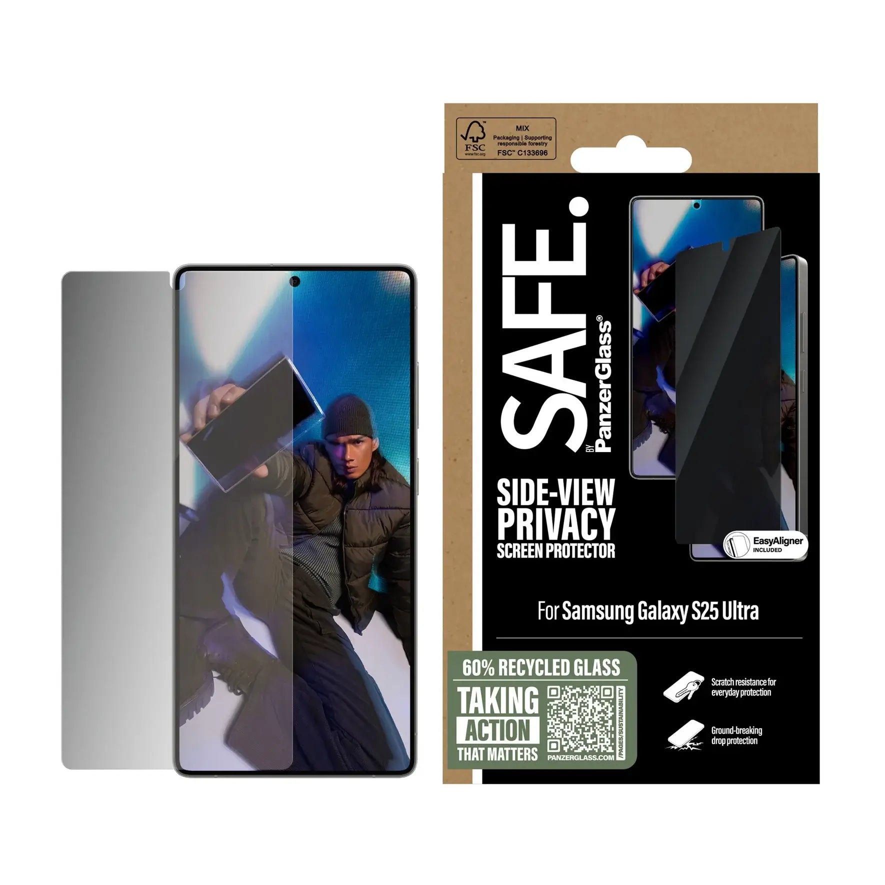Safe by PanzerGlass Samsung Galaxy S25 Ultra Privacy Ultra-Wide Fit Full Screen Αντιχαρακτικό Γυαλί Οθόνης - Black