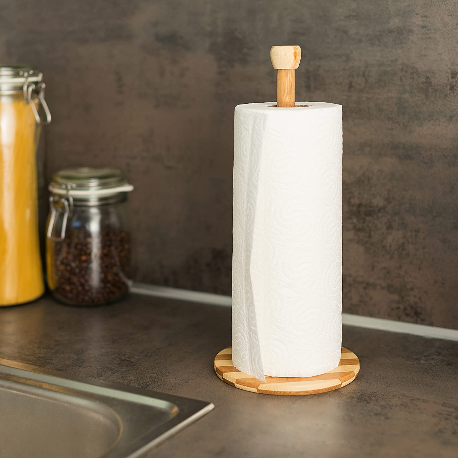 Relaxdays Βάση για Ρολό Κουζίνας από Μπαμπού - Natural - 4052025140755