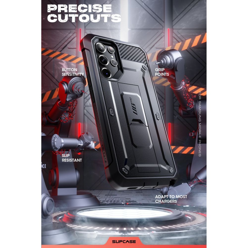 Supcase Samsung Galaxy S23 Ultra Unicorn Beetle Pro 2 Σκληρή Θήκη με Προστασία Οθόνης και Stand - Black