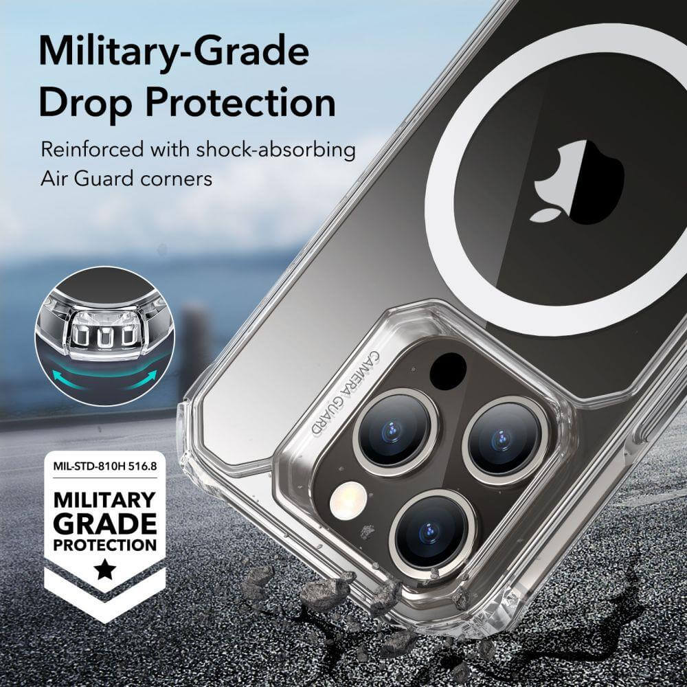 ESR iPhone 15 Pro Max Air Armor Halolock Σκληρή Θήκη με Πλαίσιο Σιλικόνης και MagSafe - Διάφανη