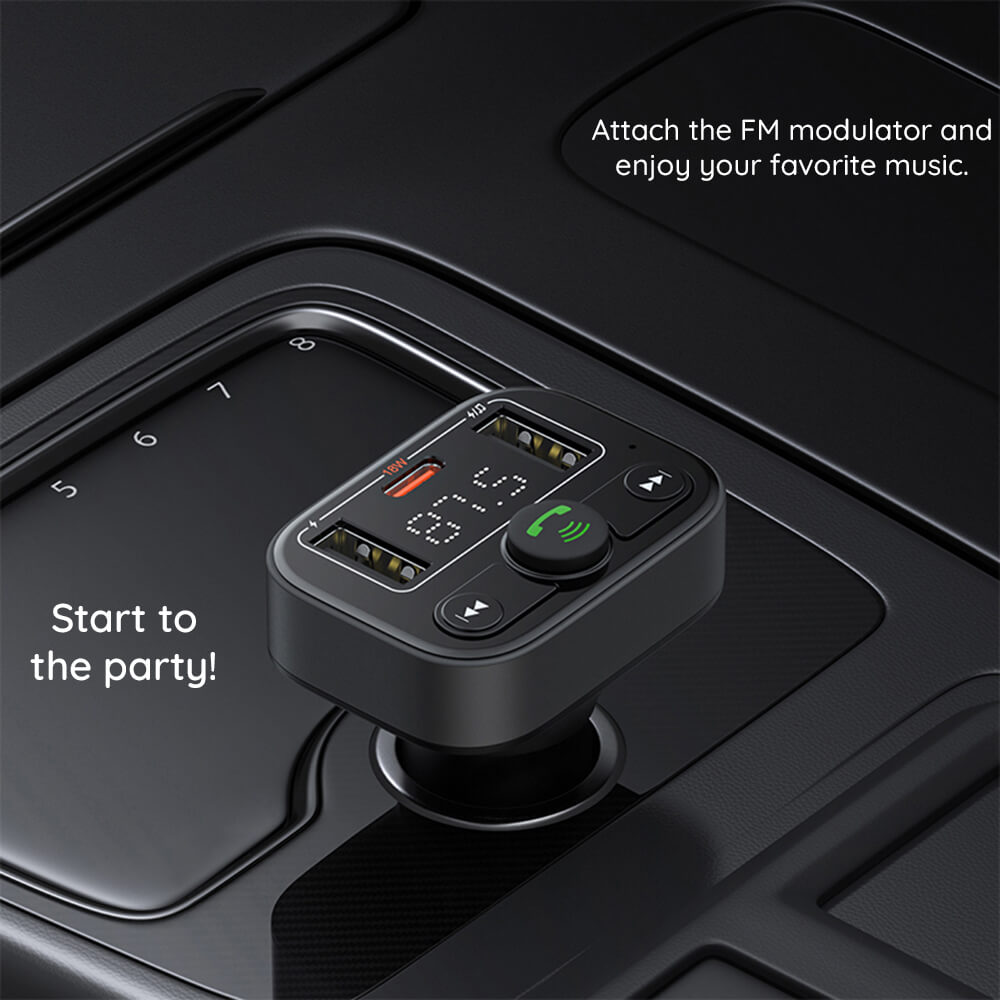 Baseus S-09 Lite FM Transmitter με 2 Θύρες USB και 1 Θύρα Type-C για Αναπαραγωγή Μουσικής / Φόρτιση Κινητών στο Αυτοκίνητο - Cluster Black