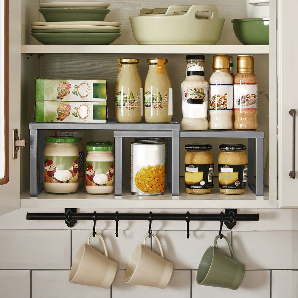 Songmics Σετ με 2 Μεταλλικά Ράφια για τον Πάγκο - Silver - KCS01SV