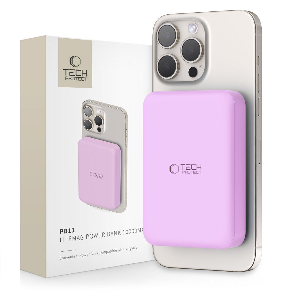 Tech-Protect PB11 Lifemag MagSafe PowerBank Μαγνητικό PowerBank Κινητού 10000 mAh - Lilac