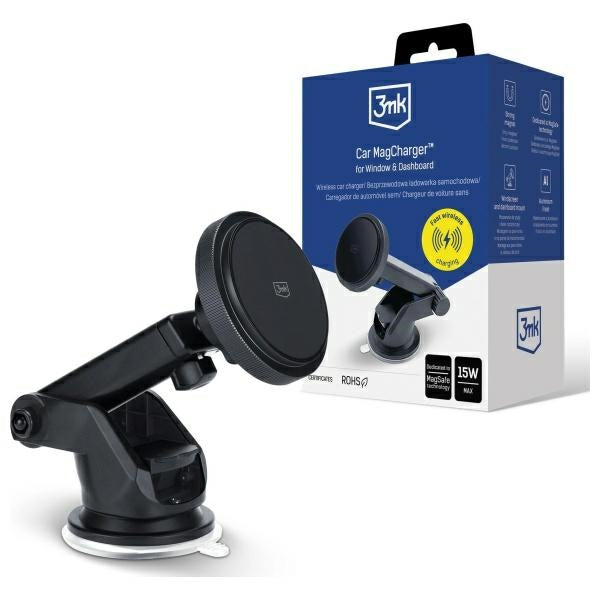 3MK Car MagCharger Μαγνητική Βάση Αυτοκινήτου για το Ταμπλό με Ασύρματη Φόρτιση MagSafe - Black