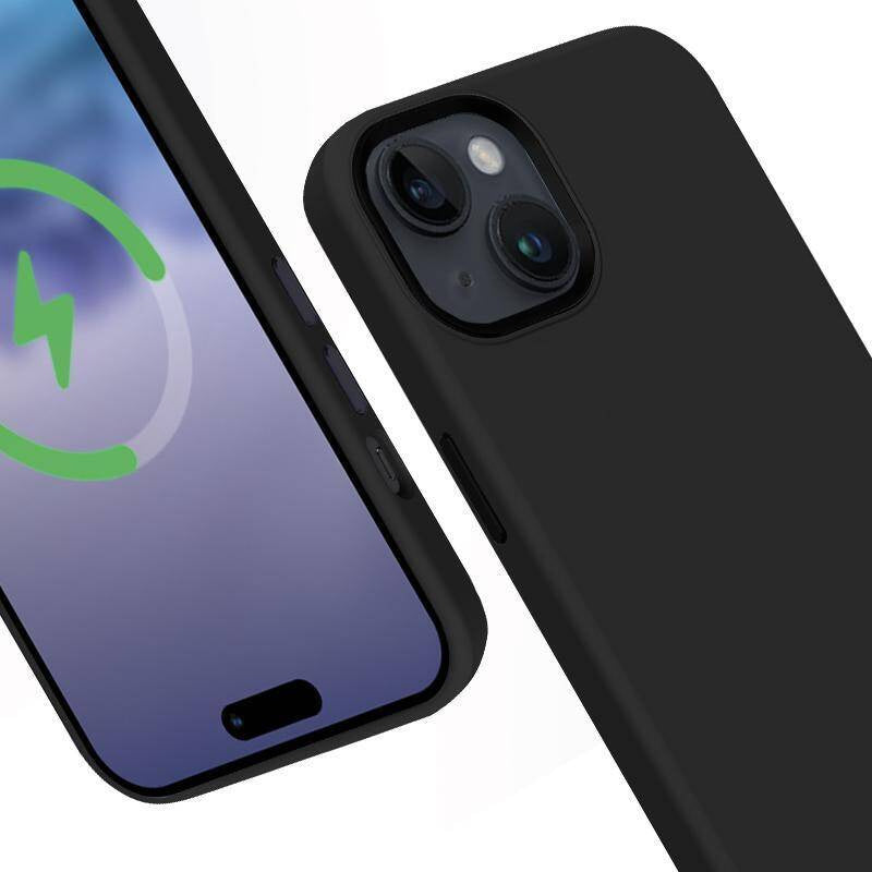 Crong iPhone 15 Plus Color Cover Lux Magnetic - Θήκη Σιλικόνης με MagSafe - Black