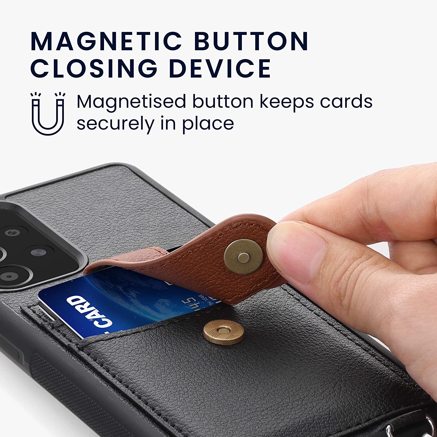 KW Xiaomi Redmi Note 11 / Redmi Note 11S Θήκη με Επένδυση Συνθετικού Δέρματος με Υποδοχές για Κάρτα και Λουράκι - Black - 59750.01