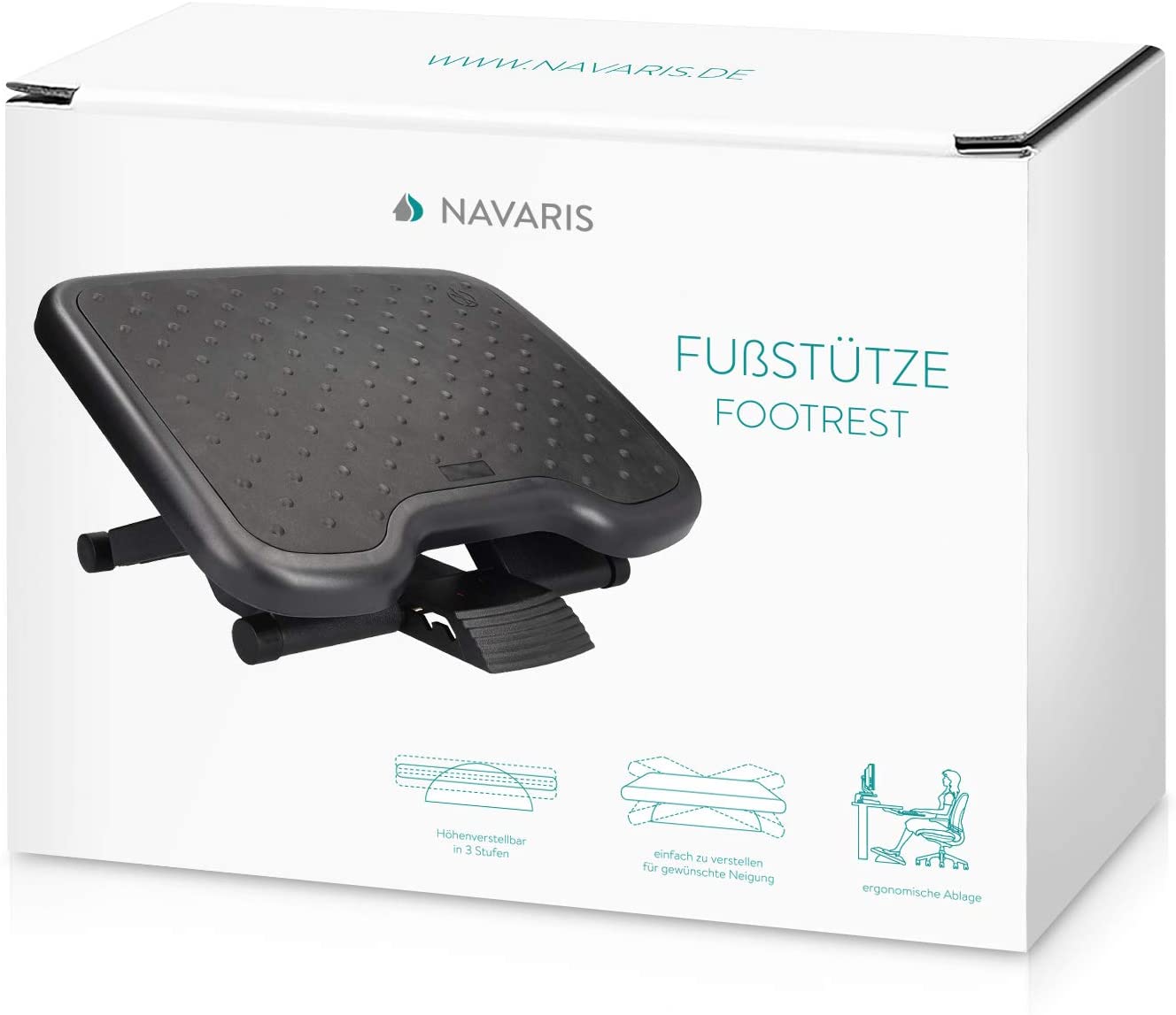 Navaris Ρυθμιζόμενο Υποπόδιο Γραφείου / Gaming - Ρυθμιζόμενο Ύψος 0-25 ° - Black - 43040.01