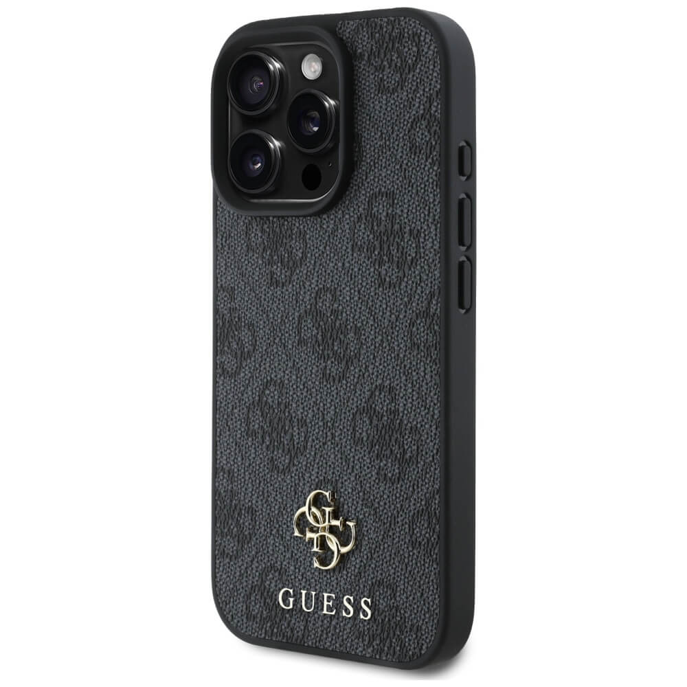 Guess iPhone 16 Pro Max - HC PU 4G Small 4G and Classic - MagSafe Σκληρή Θήκη με Επένδυση από Οικολογικό Δέρμα - Black - GUHMP16XP4SM4MK