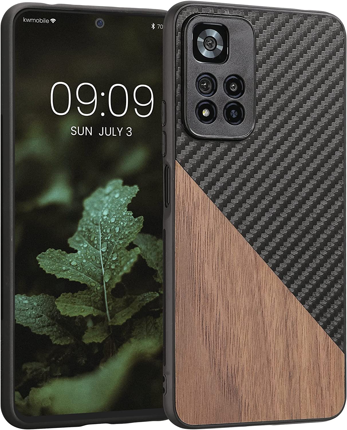KW Xiaomi Redmi Note 11 Pro+ 5G Θήκη από Φυσικό Ξύλο και Carbon - Dark Brown / Black - 58912.01