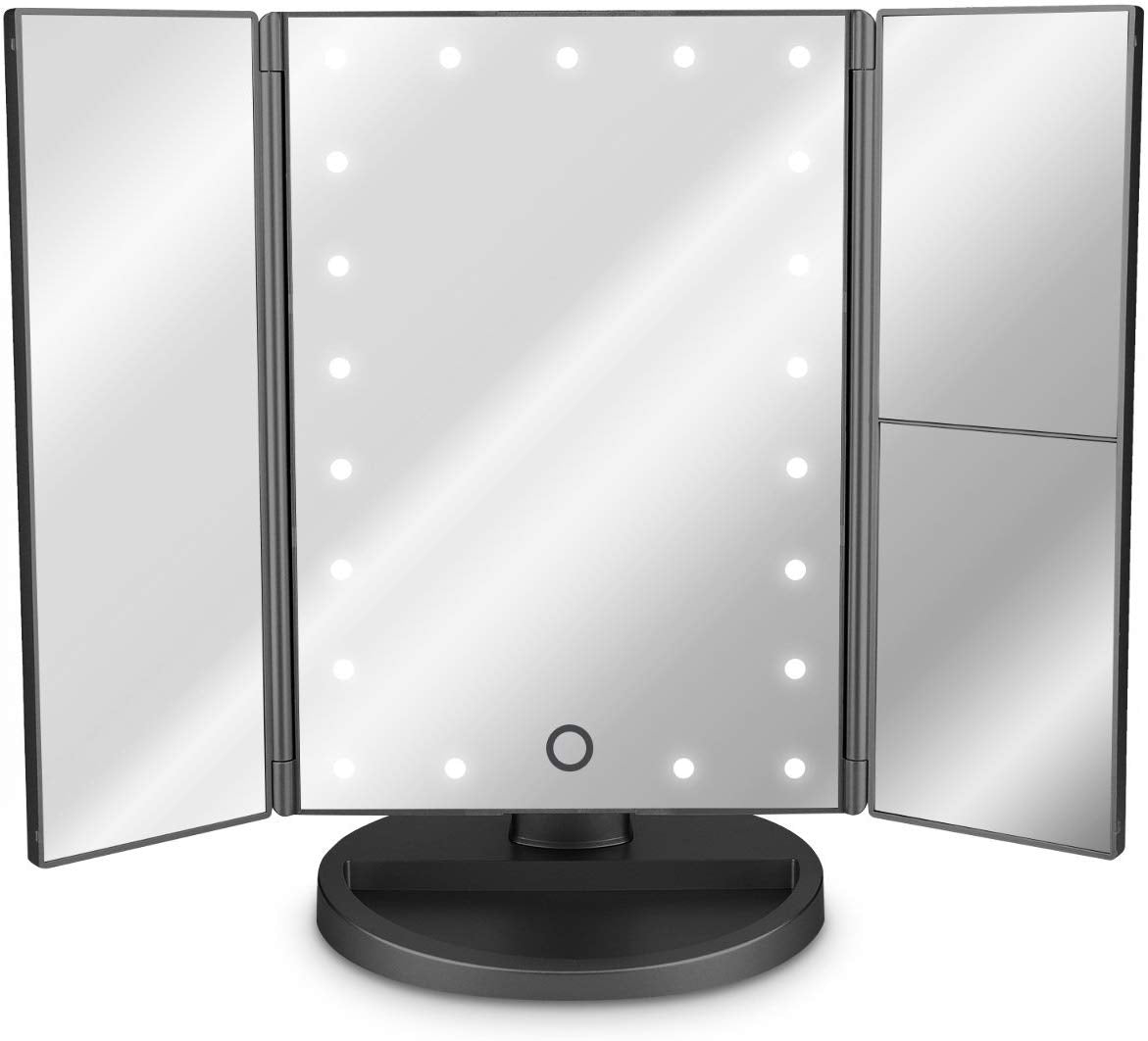 Navaris LED Foldable Cosmetic Mirror - Φωτιζόμενος Καθρέπτης LED - Matte Black - 43457.47