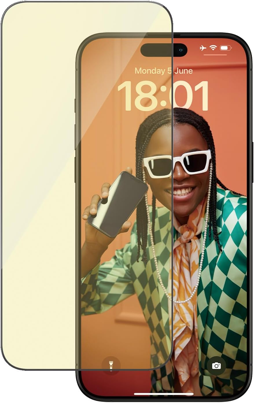 PanzerGlass iPhone 15 Pro Max - EyeCare Ultra-Wide Fit Anti-Blue Light Anti-reflective Easy Aligner Full Screen Αντιχαρακτικό Γυαλί Οθόνης - Black