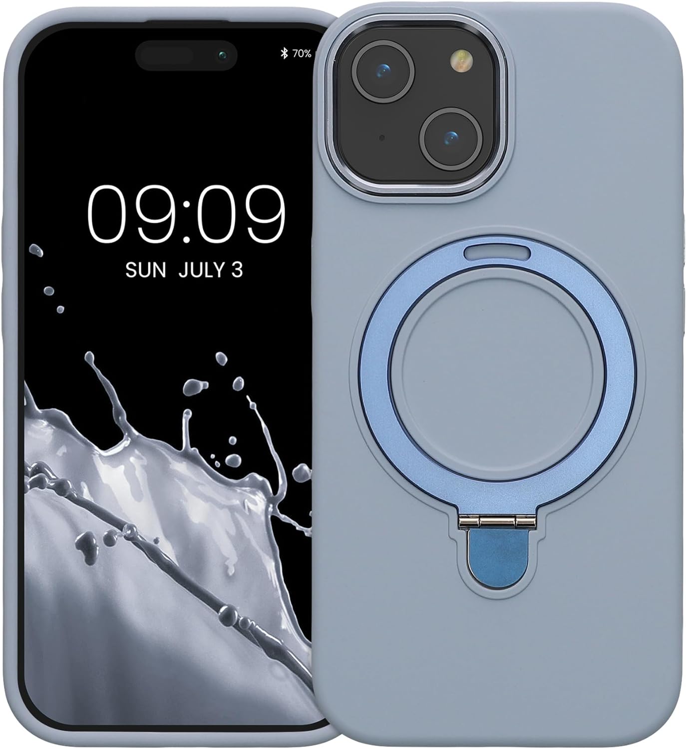 Kalibri iPhone 15 Θήκη Σιλικόνης με MagSafe / Stand - Light Blue