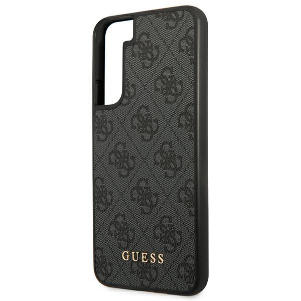 Guess Samsung Galaxy S22 - 4G Metal Gold Logo Σκληρή Θήκη με Επένδυση Συνθετικού Δέρματος - Grey - GUHCS22SG4GFGR