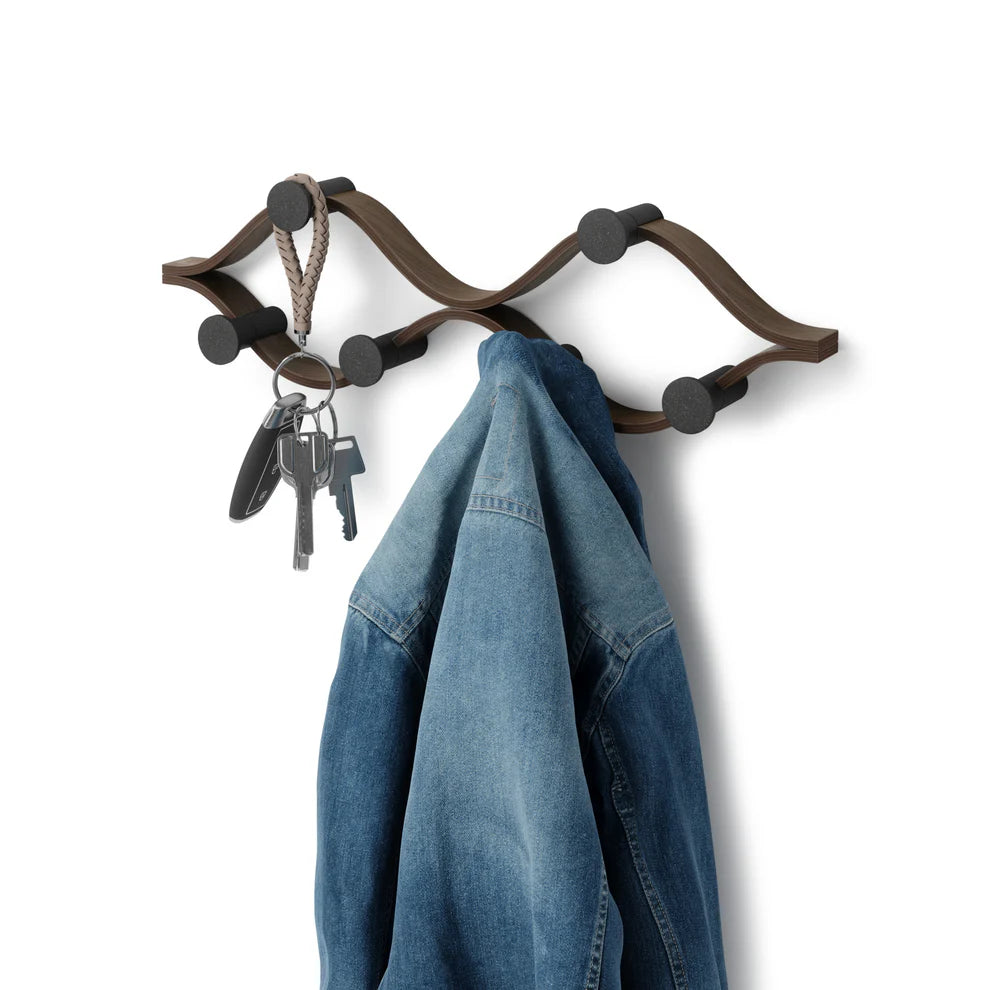 Umbra Montage Επιτοίχια Κρεμάστρα με 6 Γάντζους - Black / Walnut