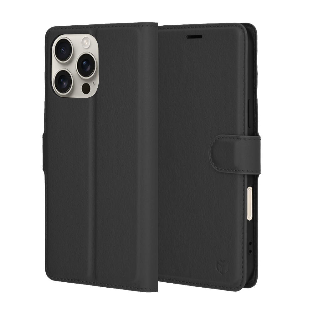 Techsuit iPhone 16 Pro Max - Leather Folio - Θήκη Πορτοφόλι από Δερματίνη με Stand - Black