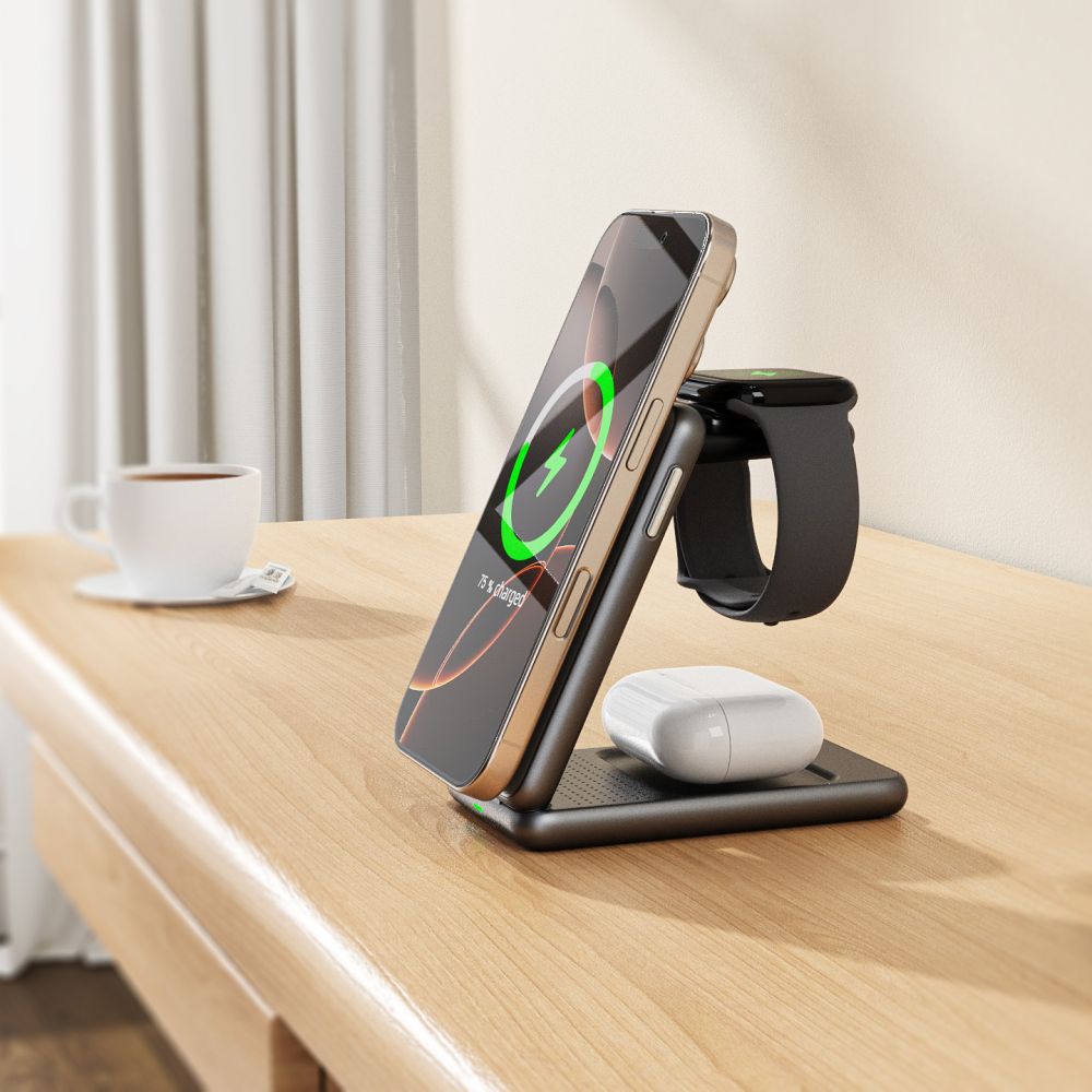 Tech-Protect QI15W-A42 3in1 Ασύρματος Μαγνητικός Φορτιστής MagSafe - Desert Gold