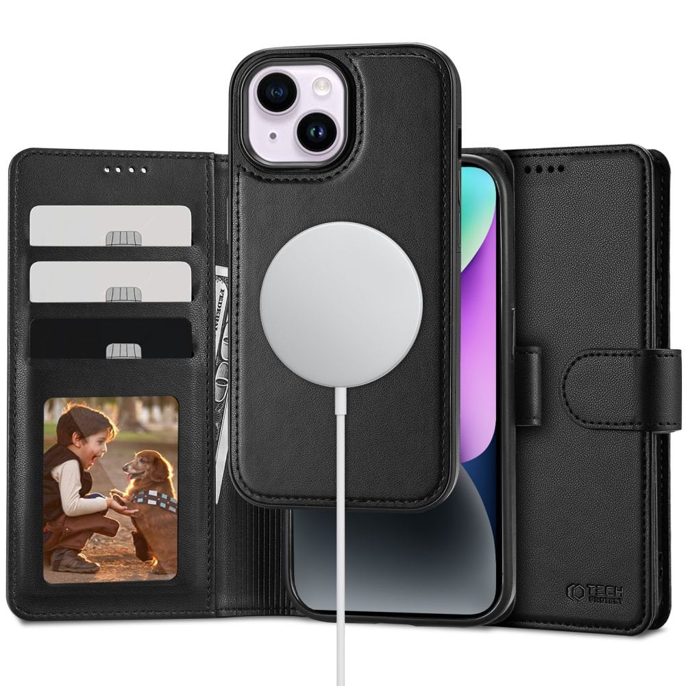Tech - Protect iPhone 14 Θήκη Πορτοφόλι Stand από Δερματίνη με Αποσπώμενη θήκη MagSafe - Black