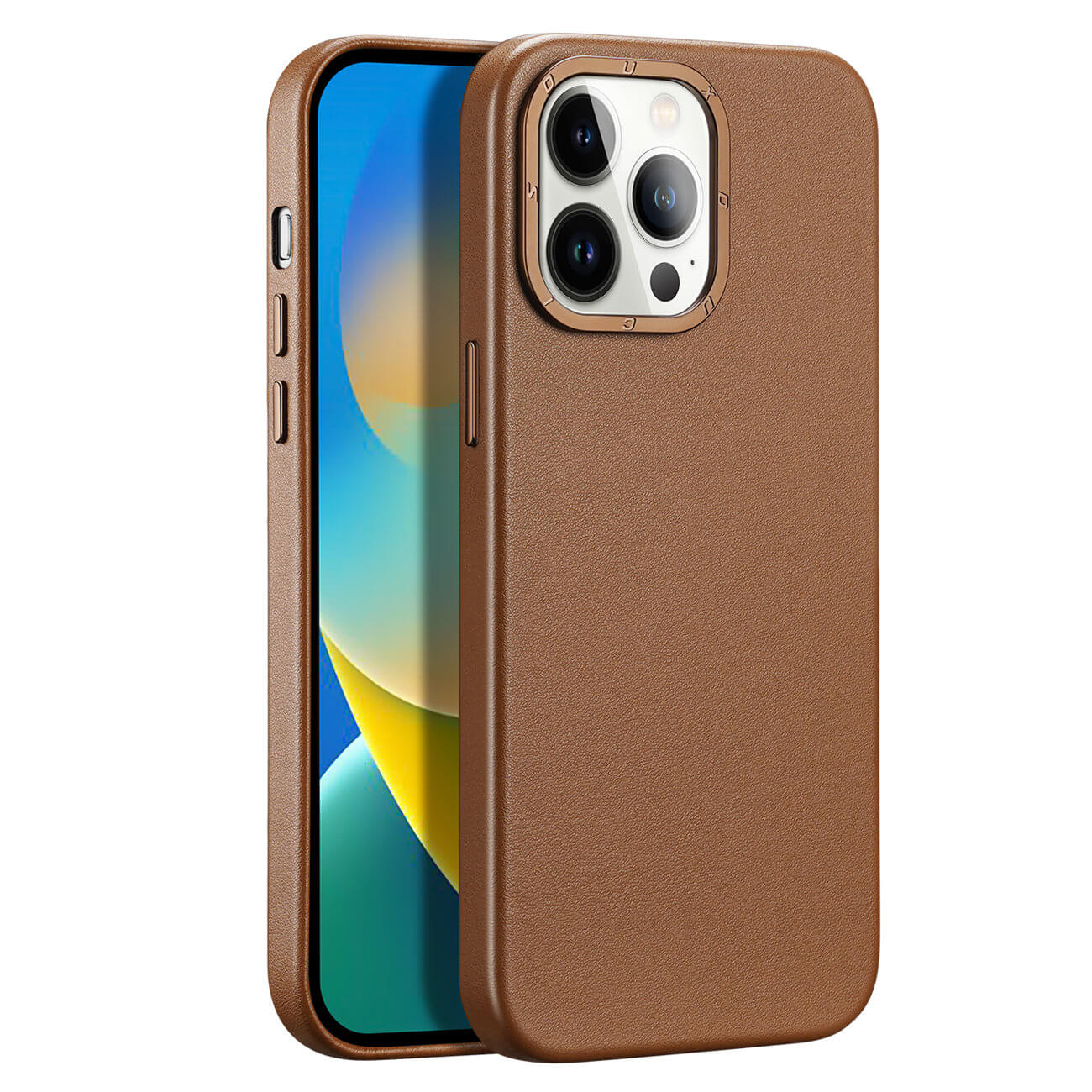 Dux Ducis iPhone 14 Pro Grit Leather Case Θήκη με Επένδυση Συνθετικού Δέρματος και MagSafe - Brown