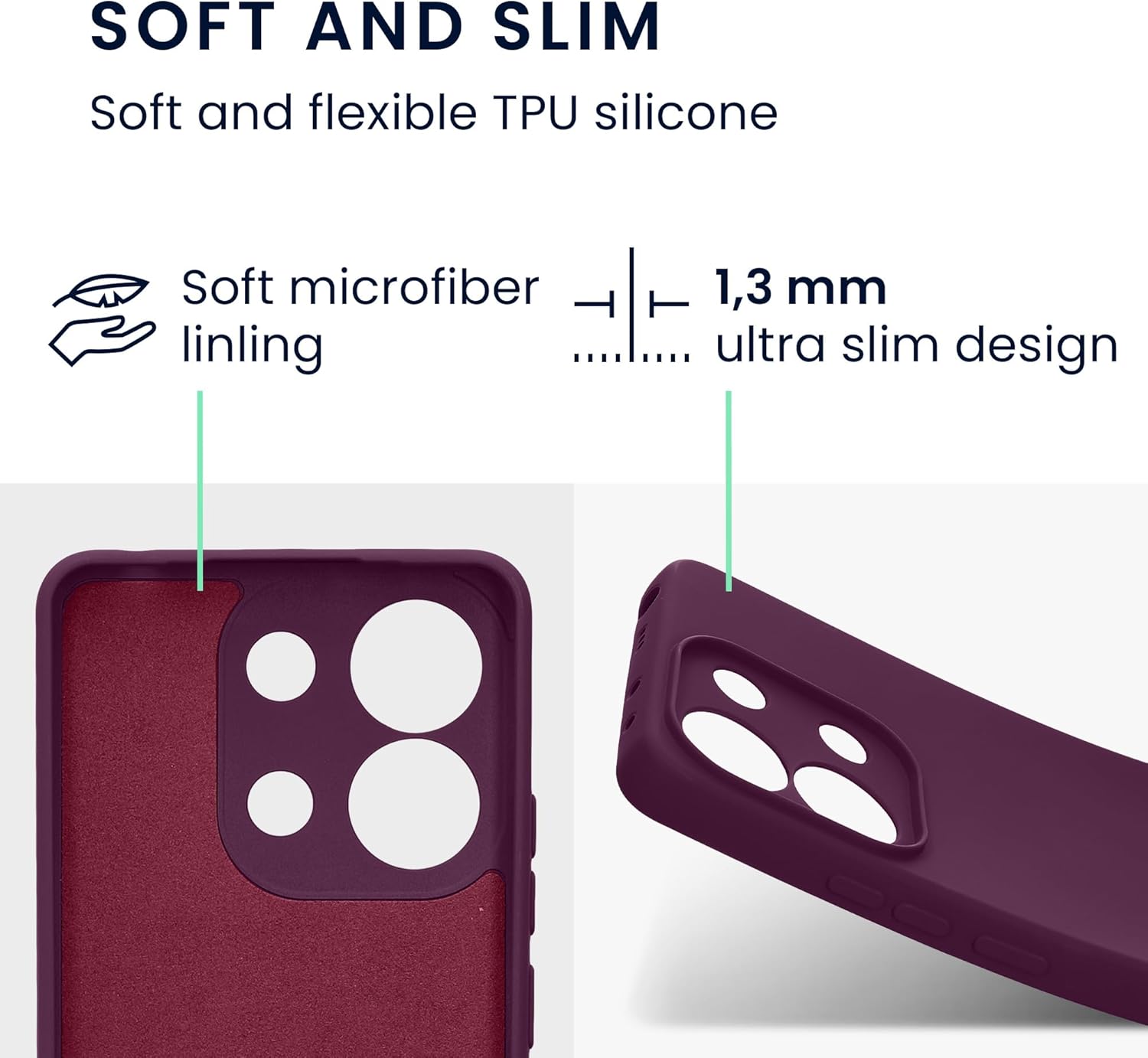 KW Xiaomi Redmi Note 13 4G λεπτή Θήκη Σιλικόνης Rubberized TPU - Bordeaux Purple