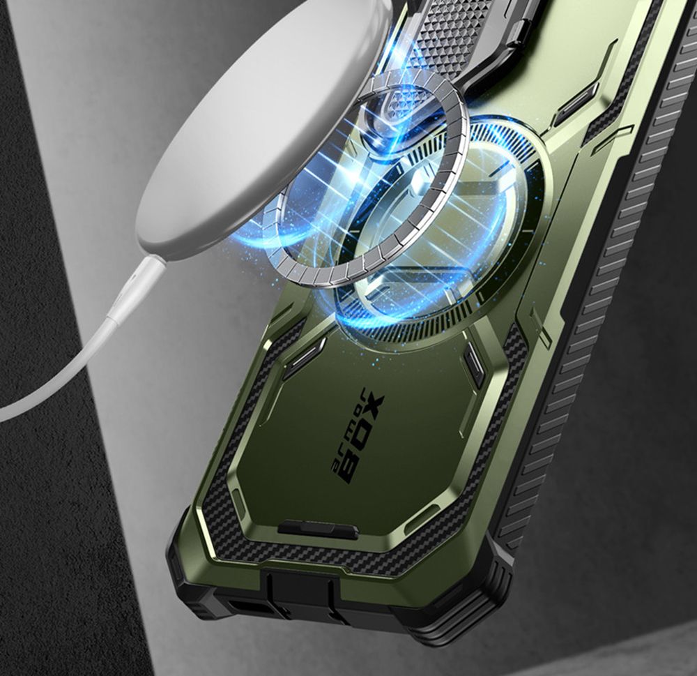 Supcase Samsung Galaxy S24 Armorbox Magsafe Σκληρή Θήκη με Προστασία Οθόνης και Κάλυμμα Κάμερας / Stand - Green